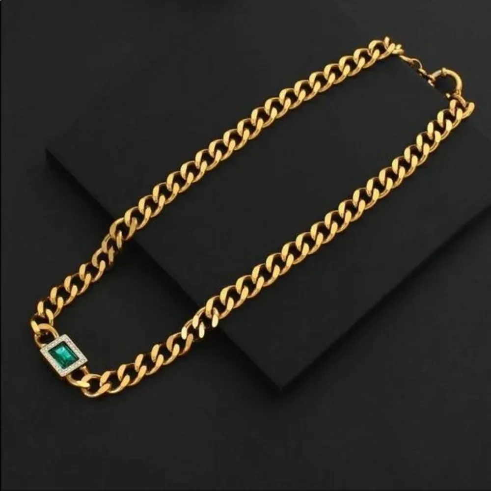 CHUNKY CHAIN 18K GOLD CHOKER NECKLACE, NICE NECKLACE, CUTE NECKLACE - Picture 4 of 9
